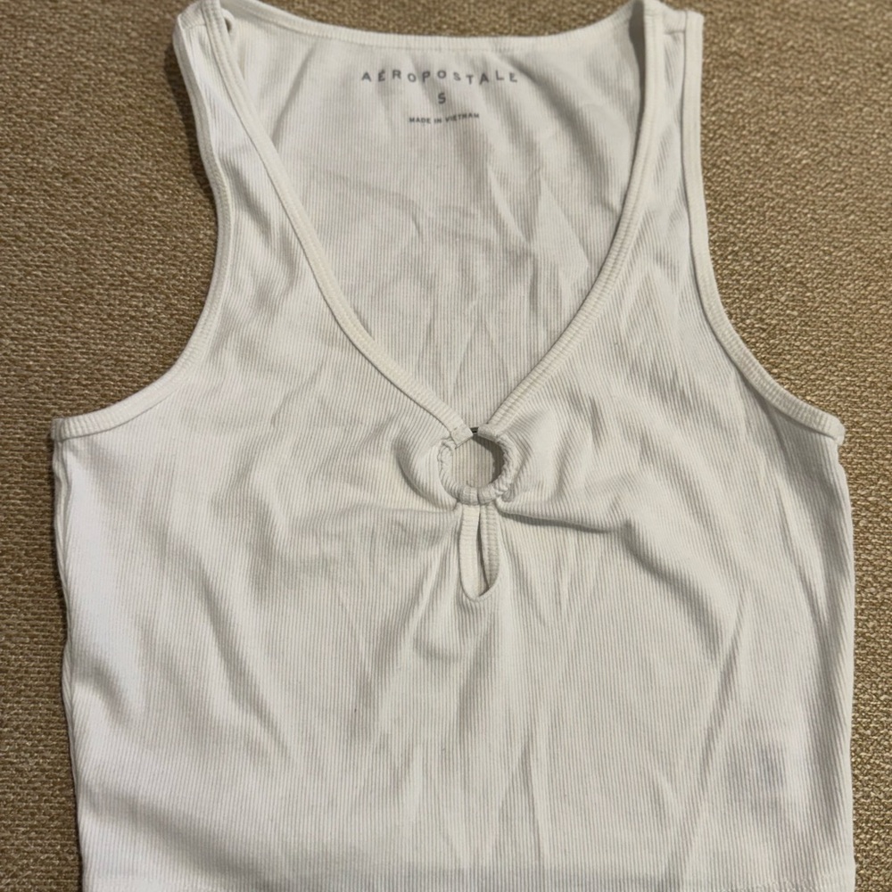 Aeropostale Cream V-Neck Tank Top